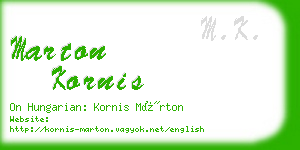 marton kornis business card